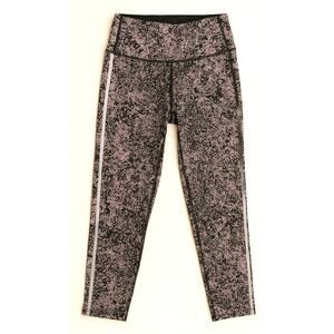 Noli Yoga Legging Pink Black Splatter Reflective Side Stripe